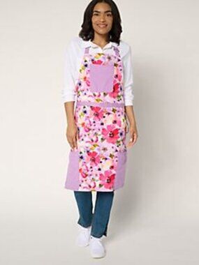 Floral Prepology 2 in 1 Apron with Built In Oven Mitts